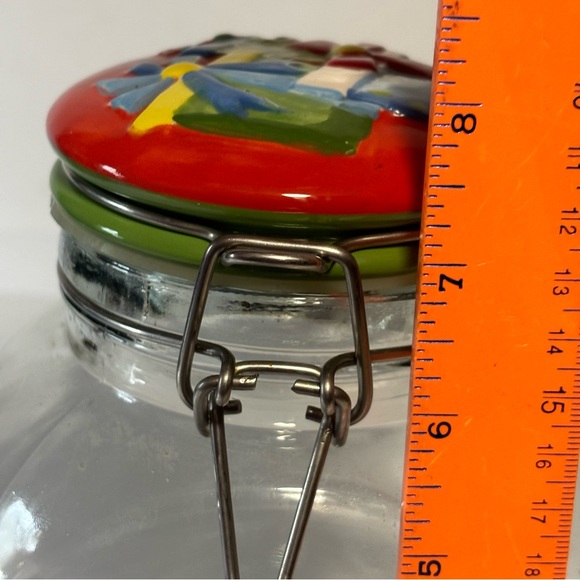 Christmas AMICL Slant Glass Jar Cookie Canister Ceramic Flip Lid Holiday NEW - Picture 6 of 15